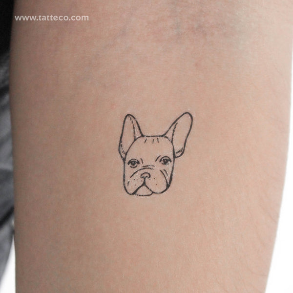 French Bulldog Portrait Temporary Tattoo - Set of 3