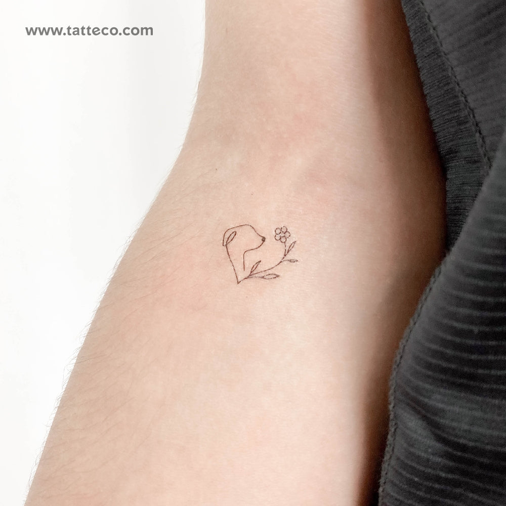Dogs Love Flowers Temporary Tattoo - Set of 3
