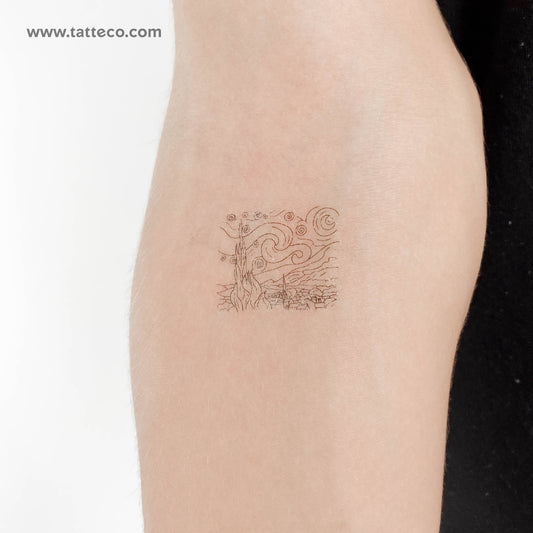 Tatuaje temporal de noche estrellada - Juego de 3