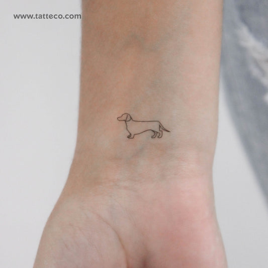 Tatuaje temporal de perro salchicha pequeño - Juego de 3