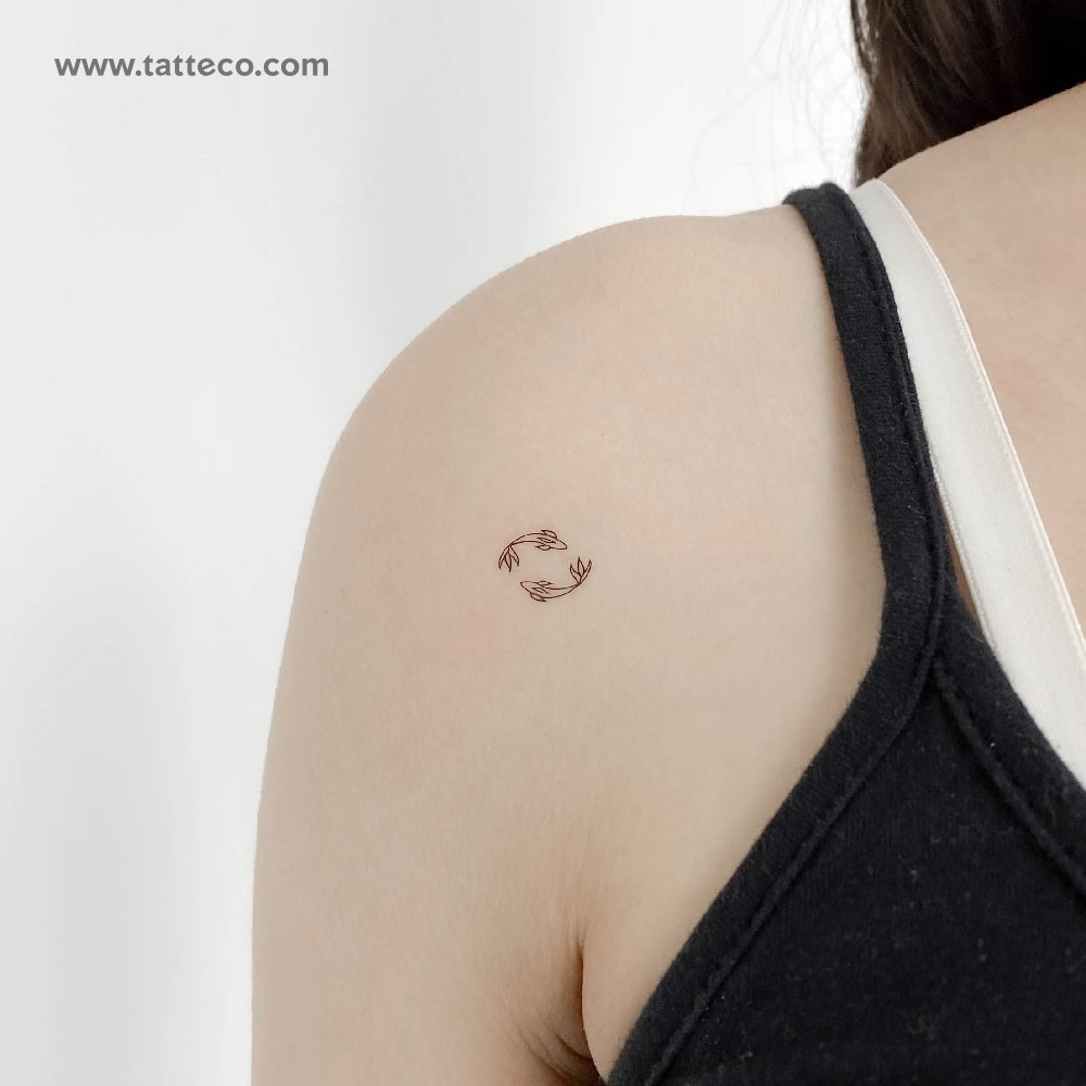 Opposite Fish Couple Temporary Tattoo - Set of 3