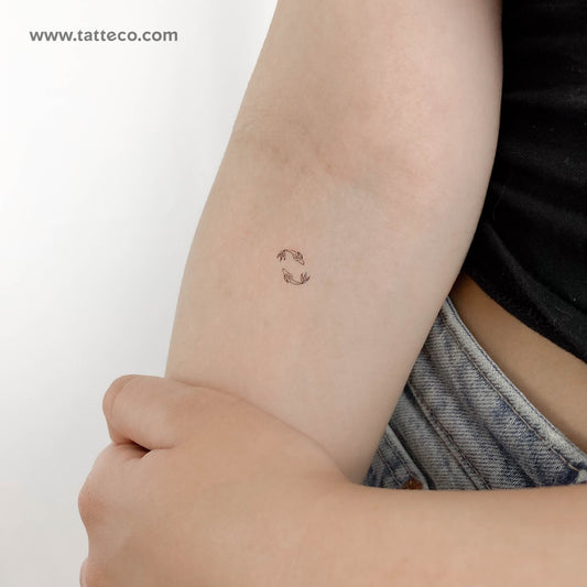 Opposite Fish Couple Temporary Tattoo - Set of 3