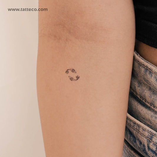 Opposite Fish Couple Temporary Tattoo - Set of 3