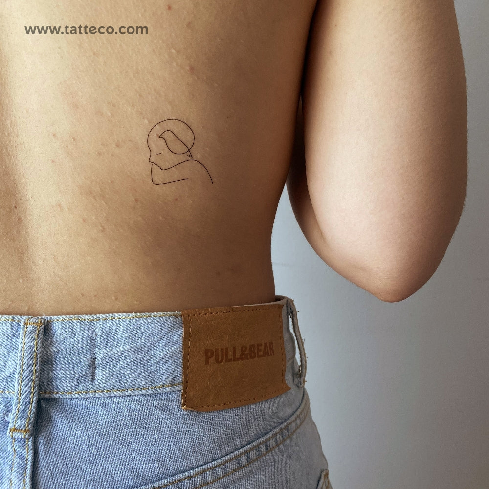 Tatuaje temporal de cabeza de pluma - Juego de 3