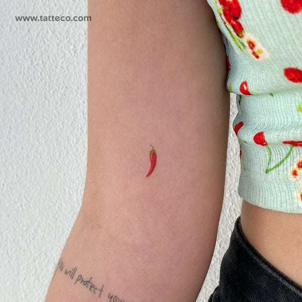 Red Chili Pepper Temporary Tattoo - Set of 3