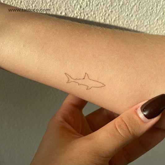 Small Fine Line Shark Temporary Tattoo - Set of 3