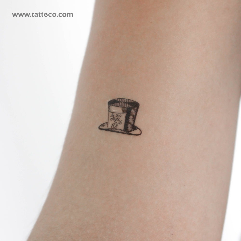 Small Mad Hatter's Hat Temporary Tattoo - Set of 3
