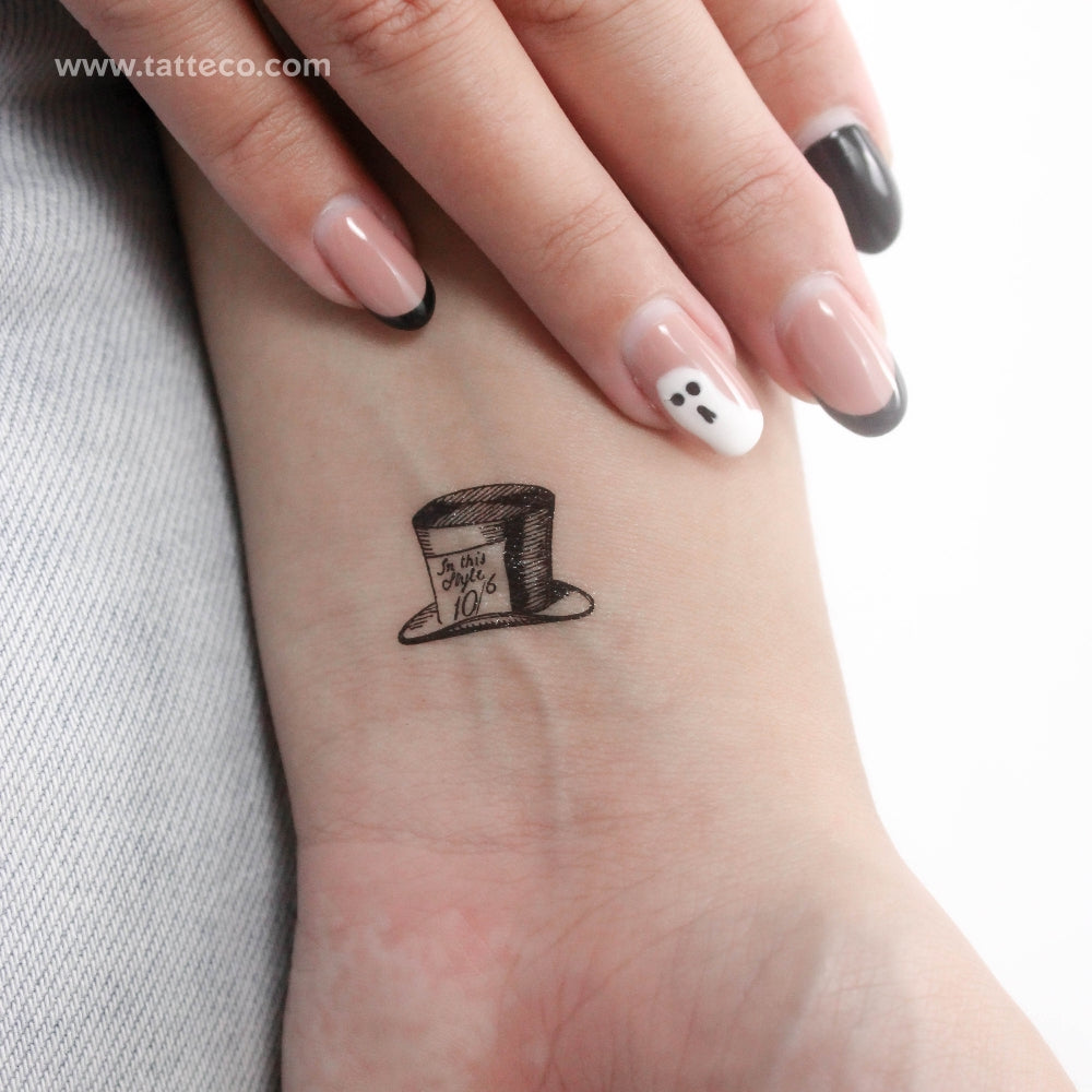 Small Mad Hatter's Hat Temporary Tattoo - Set of 3