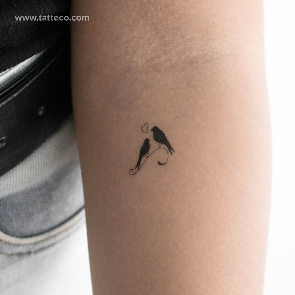 Birds In Love Temporary Tattoo - Set of 3
