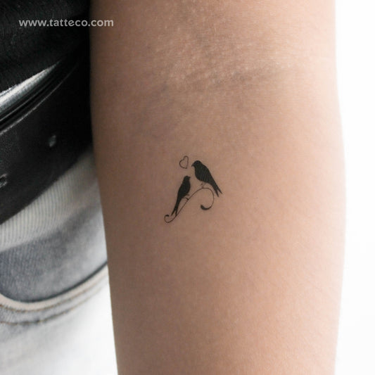 Tatuaje temporal de pájaros enamorados - Juego de 3