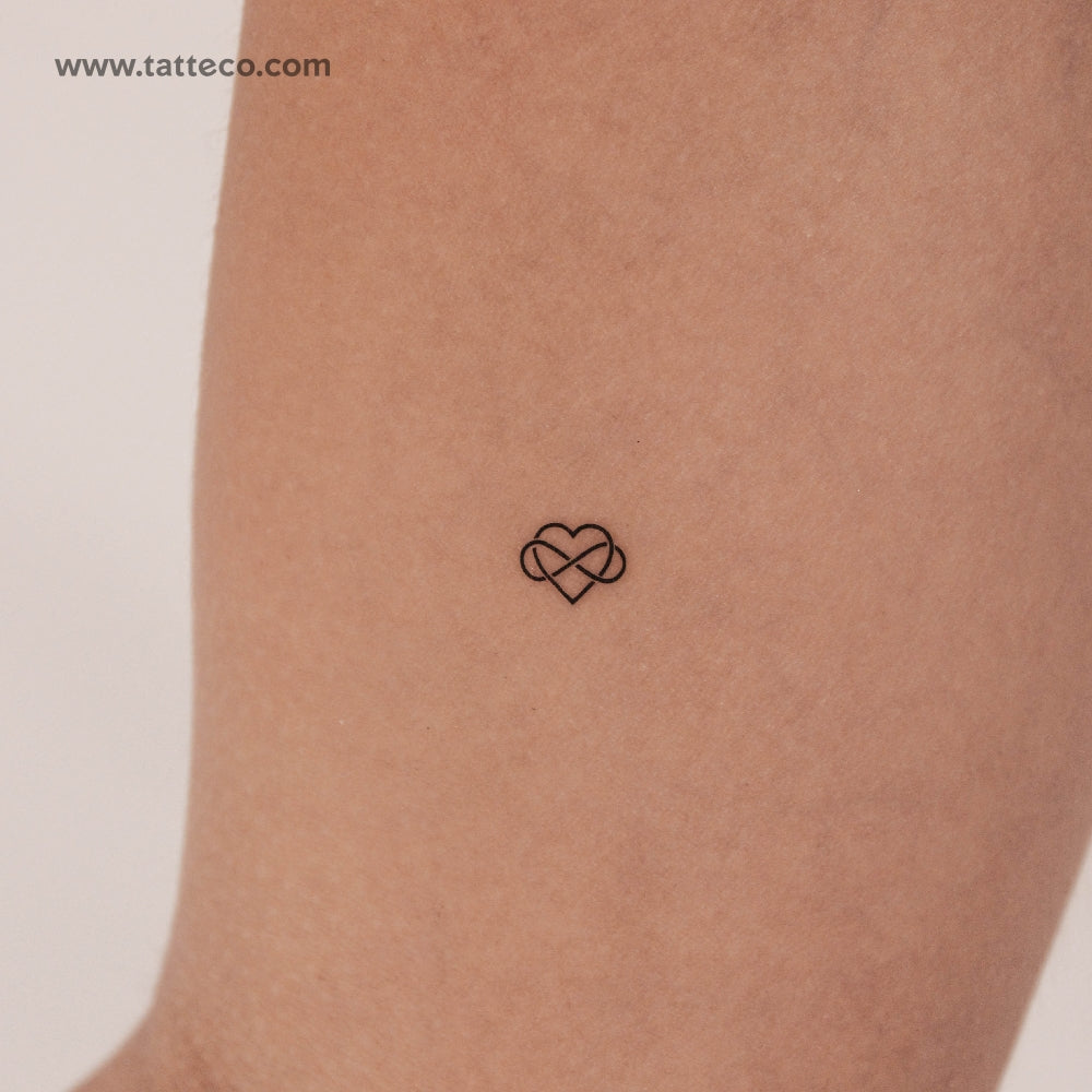 Tiny Intertwined Heart And Infinity Symbol Temporary Tattoo - Set of 3