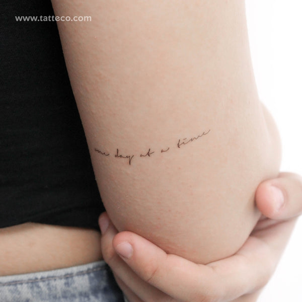 Handwritten One Day At A Time Temporary Tattoo - Set of 3