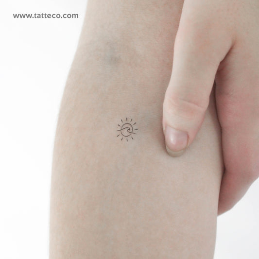 Tiny Sun and Wave Temporary Tattoo - Set of 3