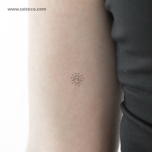 Tiny Sun and Wave Temporary Tattoo - Set of 3