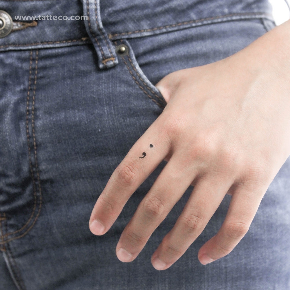 Small Heart Semicolon Temporary Tattoo - Set of 3