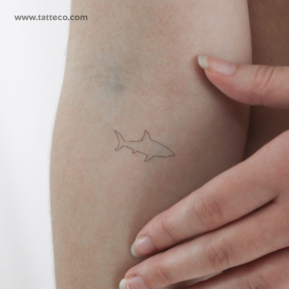 Fine Line Shark Temporary Tattoo - Set of 3