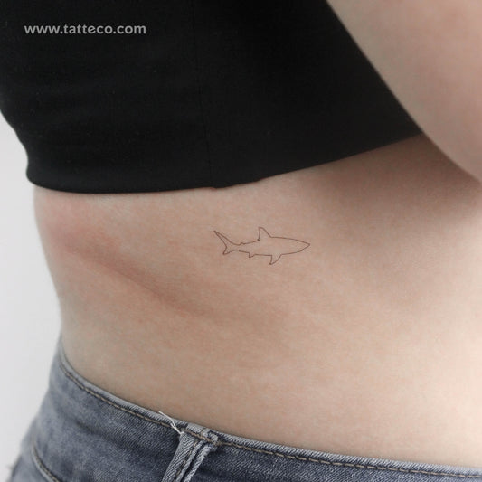 Tatuaje temporal de tiburón de línea fina - Juego de 3