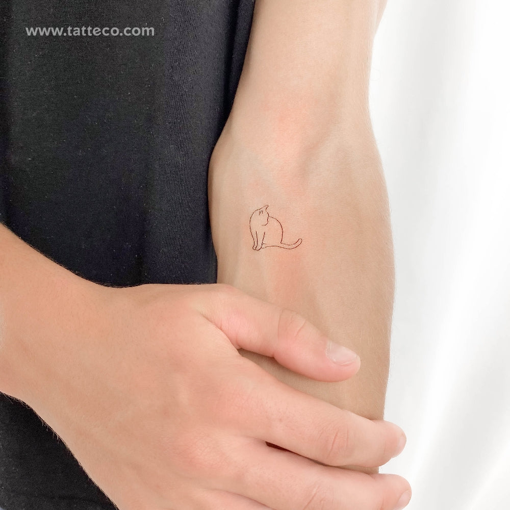 Tatuaje temporal de gato sentado - Juego de 3