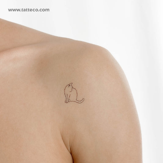 Tatuaje temporal de gato sentado - Juego de 3