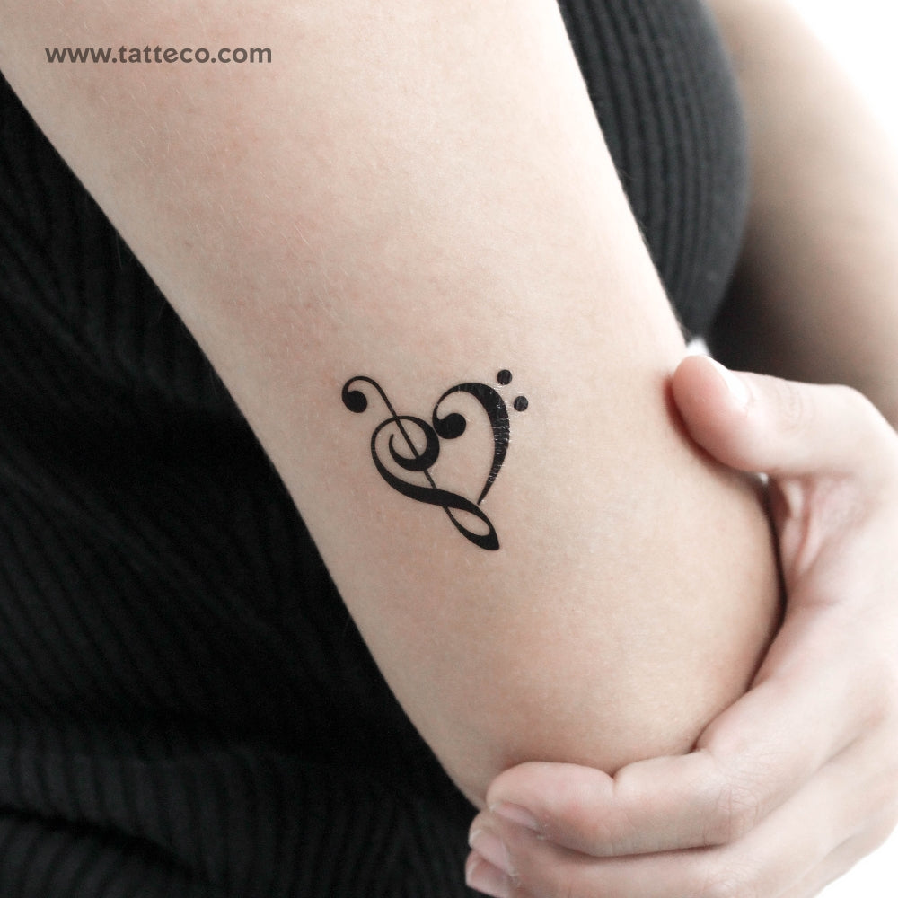 Music Heart Temporary Tattoo - Set of 3