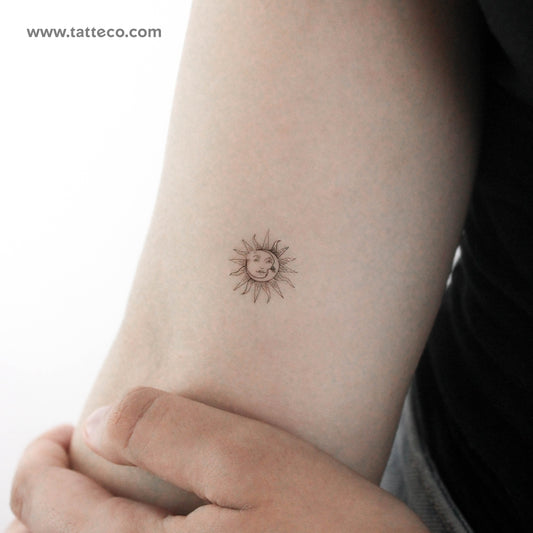 Tatuaje temporal de sol y luna (juego de 3)