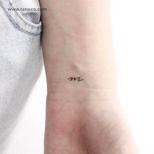 M Handwritten Letter Temporary Tattoo - Set of 3