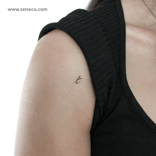 Tatuaje temporal de letra T manuscrita - Juego de 3