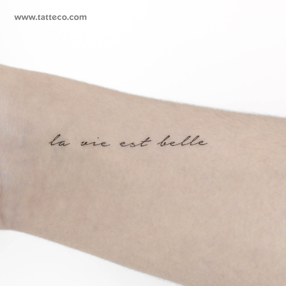 La Vie Est Belle Temporary Tattoo - Set of 3