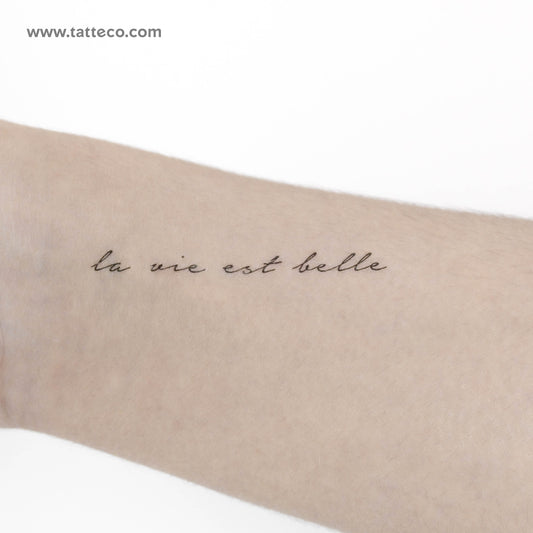 La Vie Est Belle Temporary Tattoo - Set of 3
