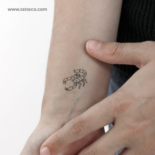 Tatuaje temporal de escorpión de línea fina (juego de 3)