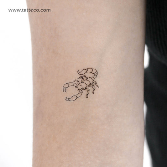Tatuaje temporal de escorpión de línea fina (juego de 3)