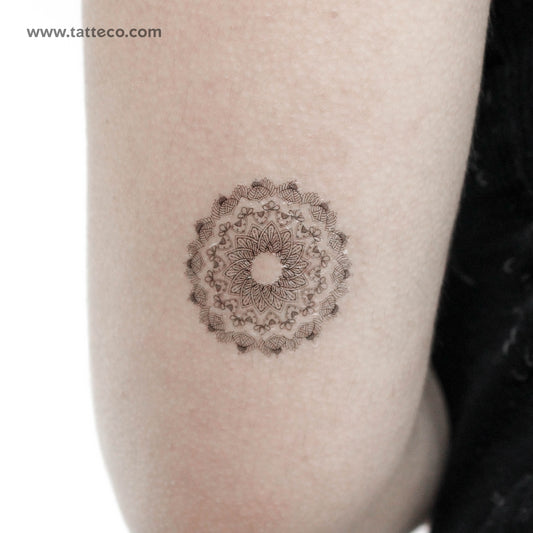 Tatuaje temporal de mandala con flores - Juego de 3