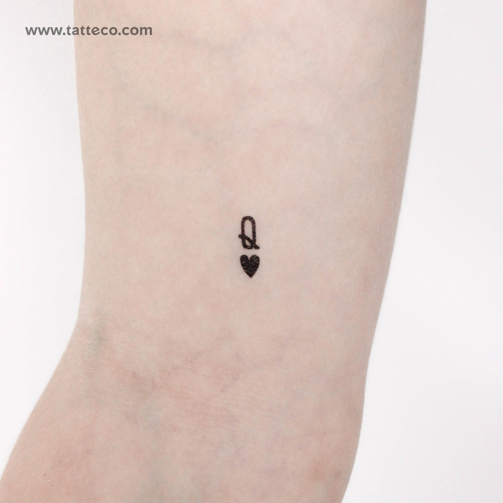 Tatuaje temporal pequeño de la Reina de Corazones negra (juego de 3)