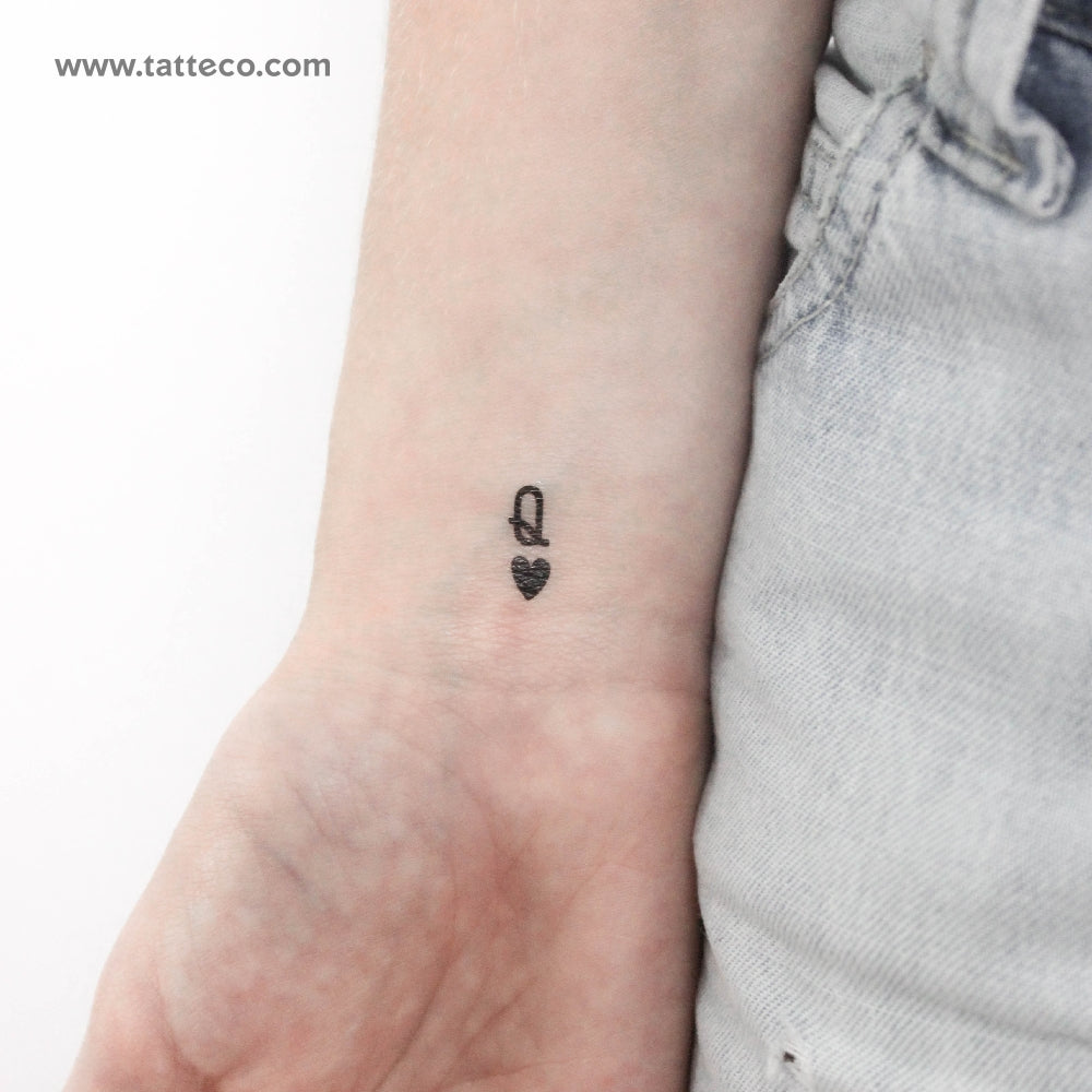 Tatuaje temporal pequeño de la Reina de Corazones negra (juego de 3)