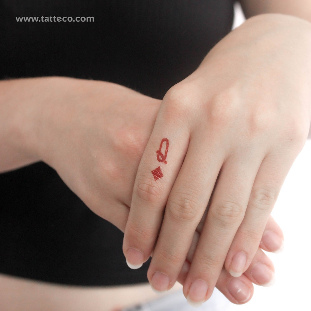 Queen Of Diamonds Temporary Tattoo - Set of 3