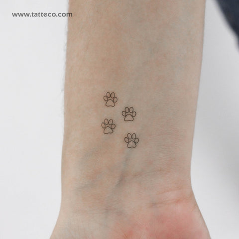 Paw Print Outlines Temporary Tattoo - Set of 3