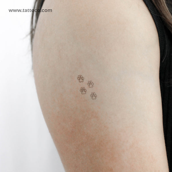 Paw Print Outlines Temporary Tattoo - Set of 3