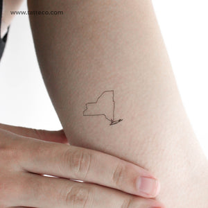 New York State Map Outline Temporary Tattoo - Set of 3