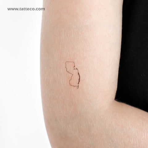 New Jersey Map Outline Temporary Tattoo - Set of 3