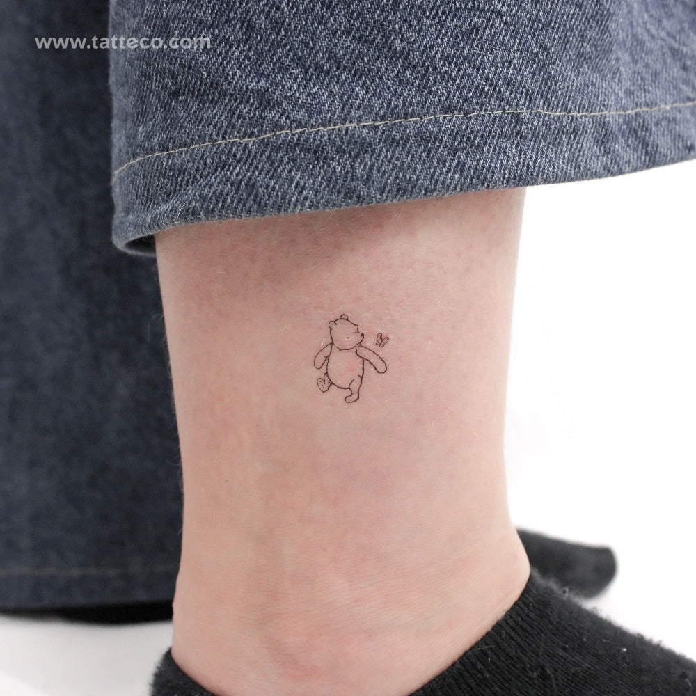 Tatuaje temporal clásico de Winnie the Pooh y mariposa (juego de 3)