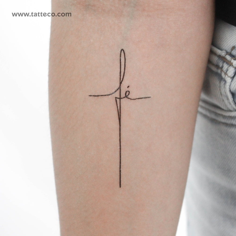 Fé Cross Temporary Tattoo - Set of 3