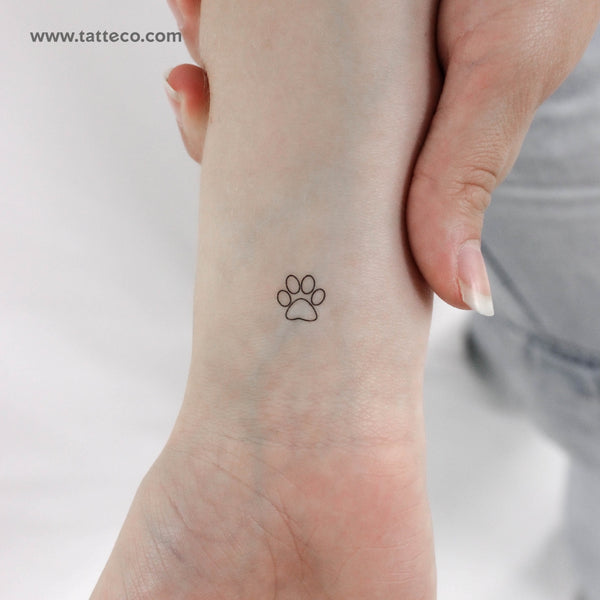 Little Paw Outline Temporary Tattoo - Set of 3