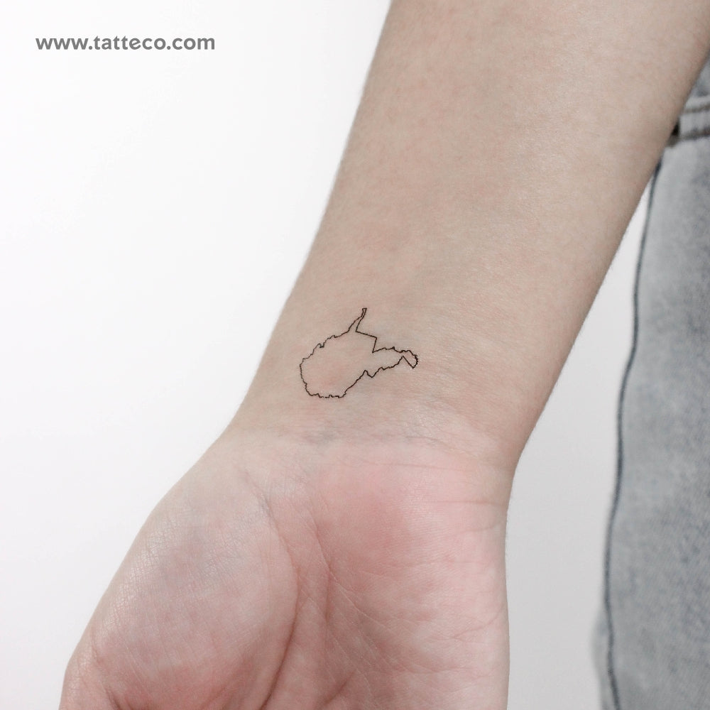 West Virginia Map Outline Temporary Tattoo - Set of 3