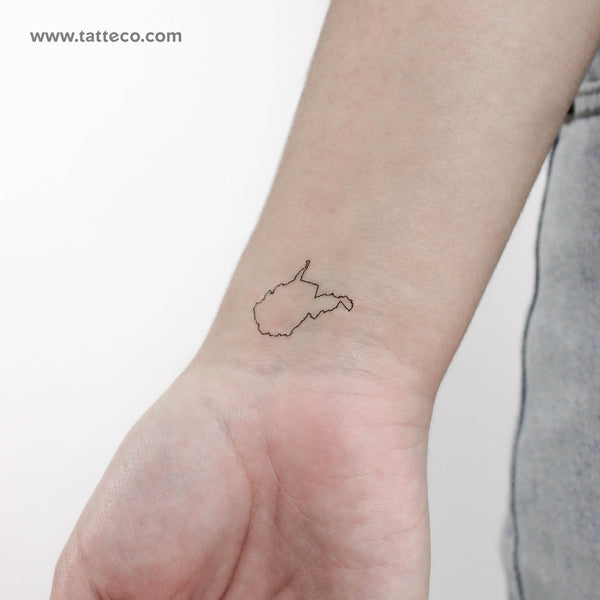 West Virginia Map Outline Temporary Tattoo - Set of 3