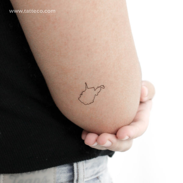 West Virginia Map Outline Temporary Tattoo - Set of 3