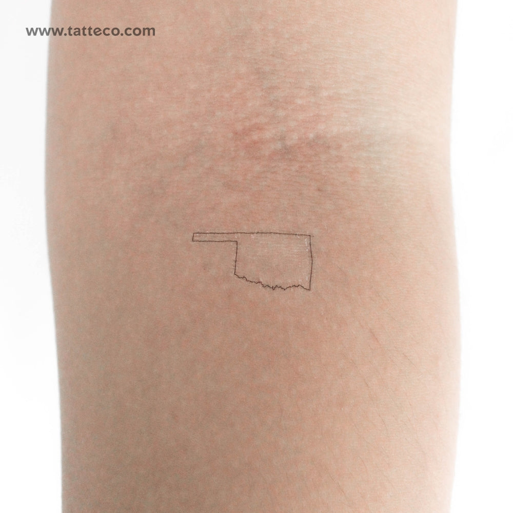 Oklahoma Map Outline Temporary Tattoo - Set of 3