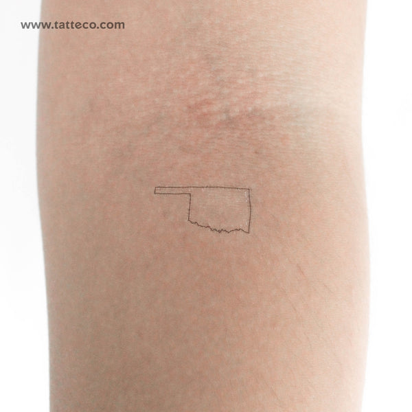 Oklahoma Map Outline Temporary Tattoo - Set of 3