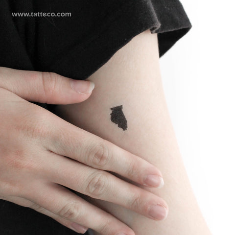 Illinois Map Temporary Tattoo - Set of 3
