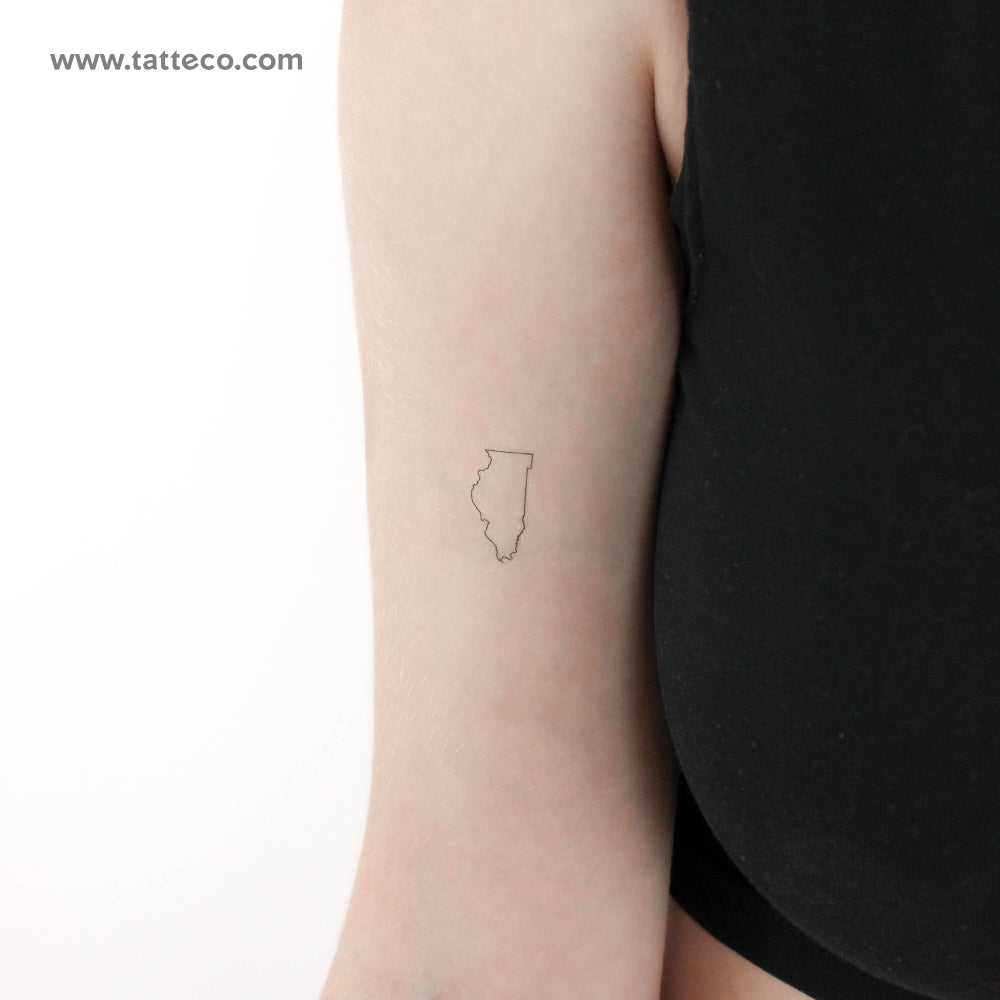 Illinois Map Outline Temporary Tattoo - Set of 3