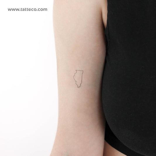 Tatuaje temporal del contorno del mapa de Illinois (juego de 3)